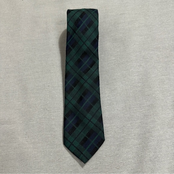 NWT Gant necktie, Blackwatch pattern in wool/silk, pine green colorway, plaid - Picture 1 of 8